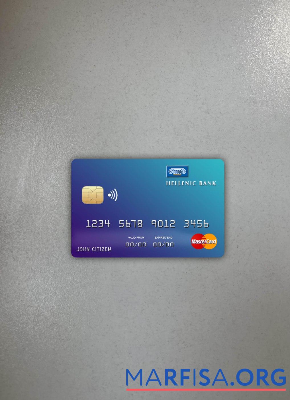 Downloadable Cyprus Hellenic bank mastercard photolook front example